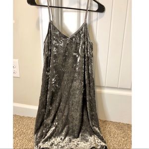 Gray/Silver Velvet Slip Dress